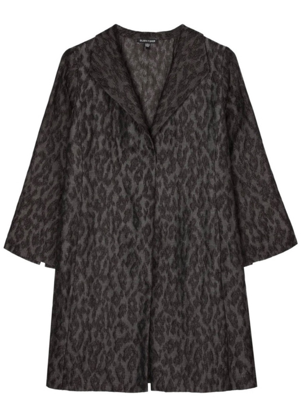 Eileen Fisher Charcoal Gray Leopard Jacquard Coat